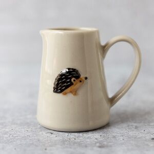 Gisela Graham Ceramic Pottery Mini Creamer Pitcher Embossed Hedgehog 3.5'' Tall